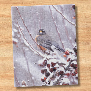 Puzzle Rouge-gorge guerrier américain en hiver