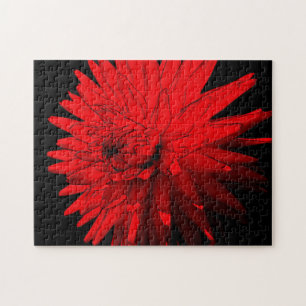 Puzzle Rouge Hot Dahlia Fleur Art Abstrait