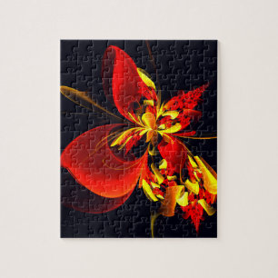 Puzzle Rouge Jaune Floral Moderne Résumé Modèle Art #10