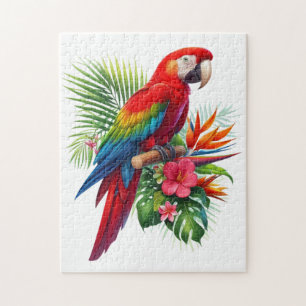 Puzzle Rouge macaw tropical floral