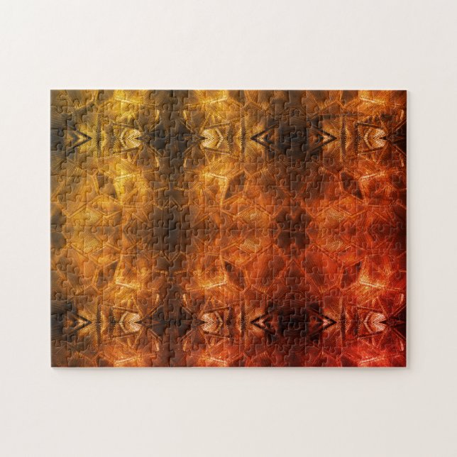 Puzzle Rouge or verre Sheen Fiery Tribal Style Tons chaud (Horizontal)