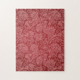 Puzzle Rouge Paisley Damassé Designer Floral Vintage Clas