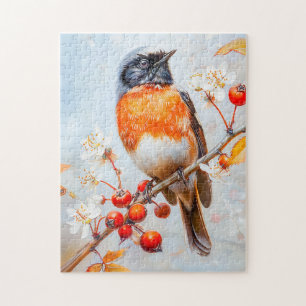 Puzzle Rougequeue de jardin en coups de pinceau impressio