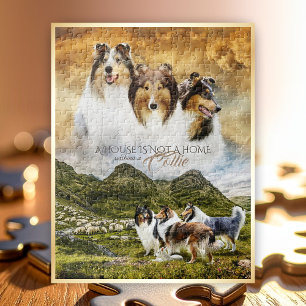 Puzzle Rough Collies Portrait & Sheep Herding + Devis -