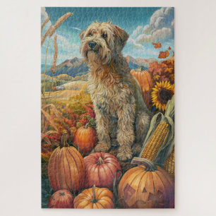 Puzzle Rouler Terrier Chien Automne Moisson Thankgiving