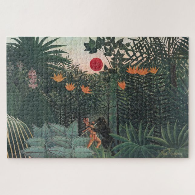Puzzle Rousseau - Paysage Tropical, Indien et Gorille (Horizontal)