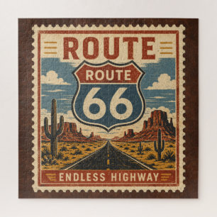 Puzzle Route 66 Autoroute Infinie Loisirs Vintage Postale