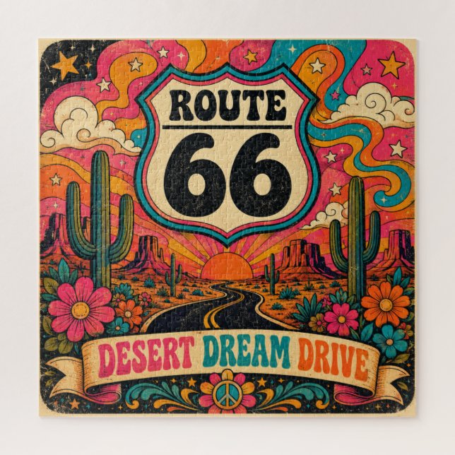 Puzzle Route 66 Desert Dream Drive Activité Groovy Rétro (Vertical)
