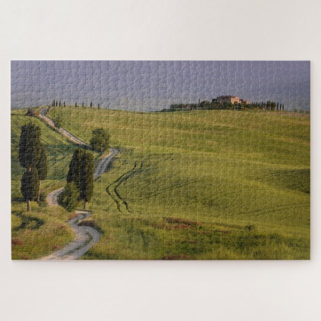 Puzzle Route avec des cyprès à Terrapille en Toscane (Horizontal)