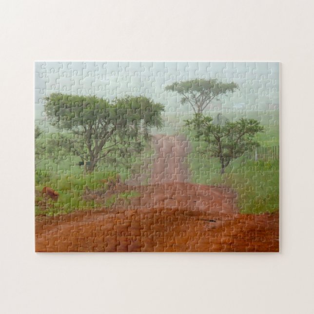 Puzzle Route de Terre Rouge Brouillard de Veldt Afrique d (Horizontal)