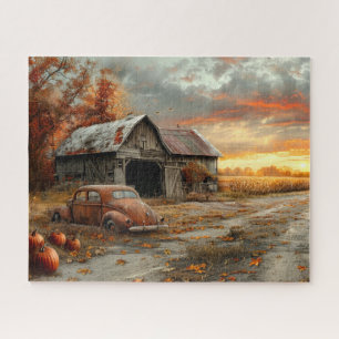 Puzzle Route et grange de campagne automnale vintage 16x2