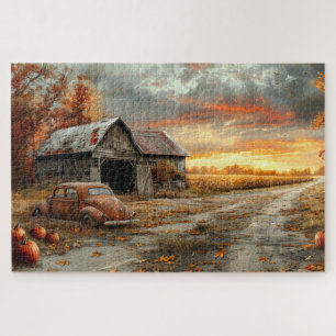 Puzzle Route et grange de campagne automnale vintage 20x3