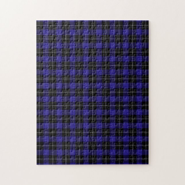 Puzzle Royal Blue Black Plaid (Vertical)