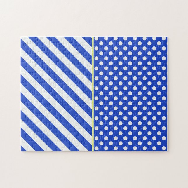 Puzzle Royal Blue Pois and Stripes par ShirleyTaylor (Horizontal)