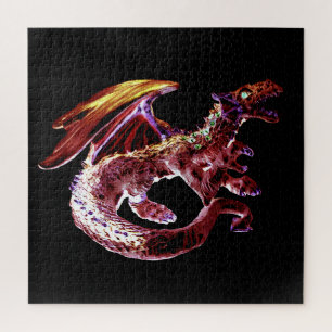 Puzzle Royaume Fantastique du Dragon Écarlate Flamboyant 