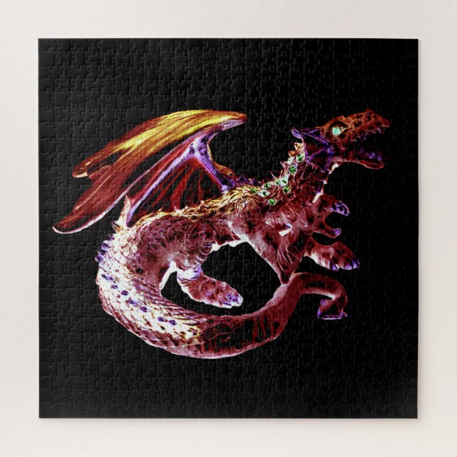 Puzzle Royaume Fantastique du Dragon Écarlate Flamboyant  (Vertical)