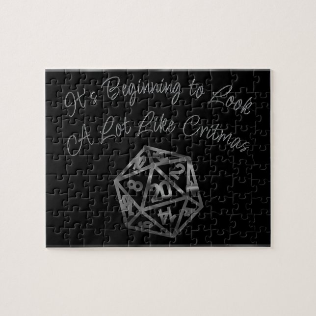 Puzzle RPG Critmas | Old School Tabletop Roleplayer Dice (Horizontal)