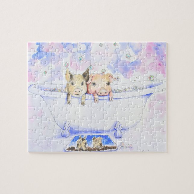 Puzzle Rub a Dub Dub Piggies dans Tub Peinture (Horizontal)