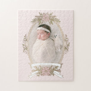 Puzzle Ruban de cadre ovale féminin et verdure de vacance