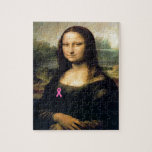 Puzzle Ruban rose Mona Lisa<br><div class="desc">Tee - shirts de Mona Lisa de ruban de rose de conscience de cancer du sein,  boutons d'autocollants et plus. Grand habillement pour votre prochaine promenade pendant un mois de conscience d'événement ou de cancer du sein de traitement.</div>