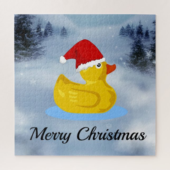 Puzzle Rubber Ducky, Merry Christmas, (Vertical)