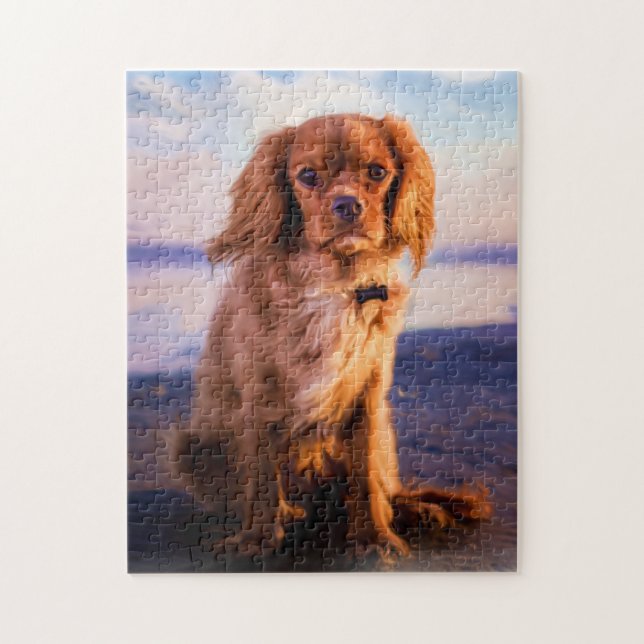 Puzzle Ruby Cavalier King Charles Spaniel Chien Chien Chi (Vertical)