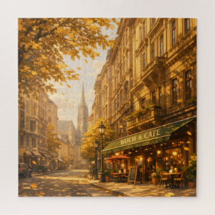 Puzzle Rue Automnale de Librairie & Café Cozy Européenne 