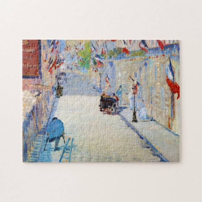 Puzzle Rue avec drapeaux français, Manet (Horizontal)