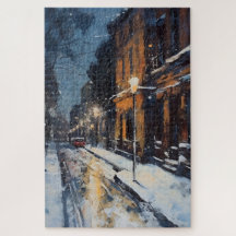 Rue Snowy Hiver Soirée