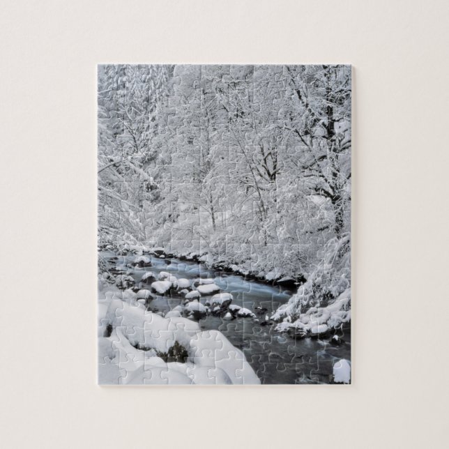 Puzzle Ruisseau blanc enneigé pittoresque, Oregon (Vertical)