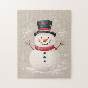 Puzzle Russe Snowman avec des flocons de neige