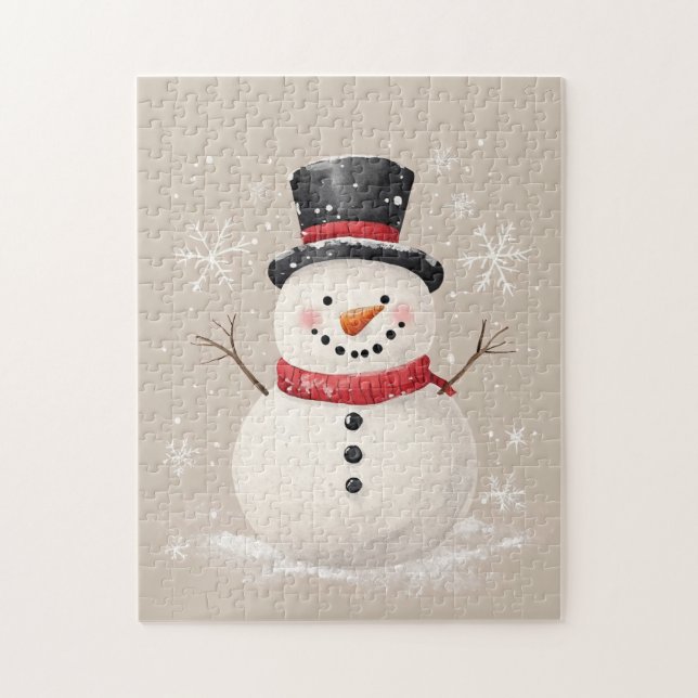 Puzzle Russe Snowman avec des flocons de neige (Vertical)