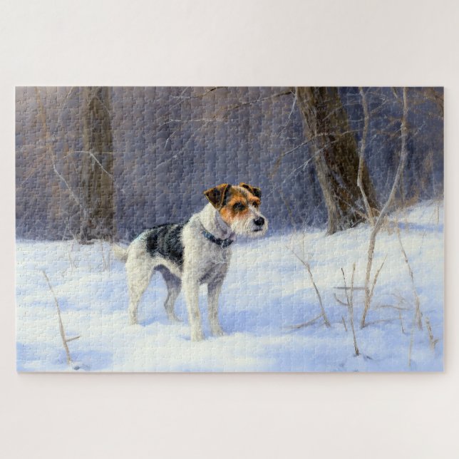Puzzle Russell Terrier Qu'il neige Noël (Horizontal)