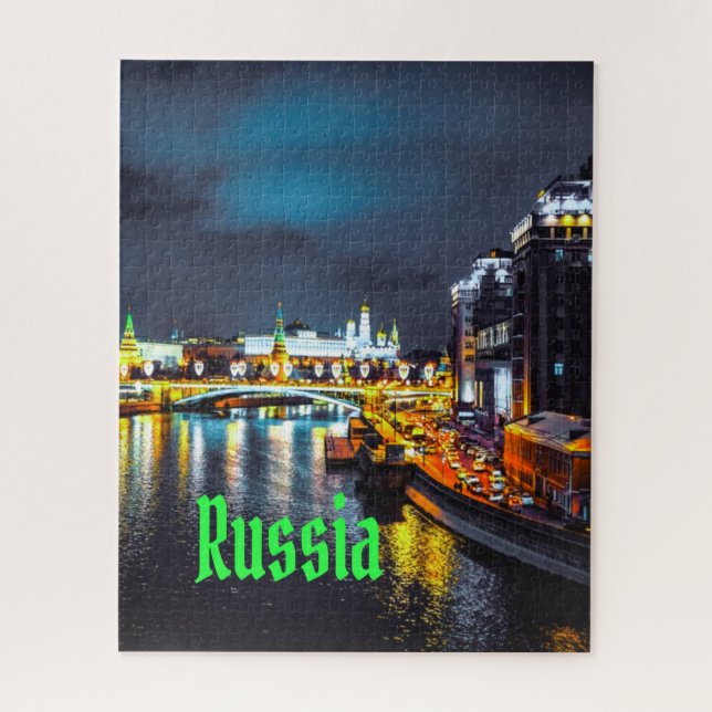 Puzzle Russie et Fédération de Russie Moscou la nuit (Vertical)