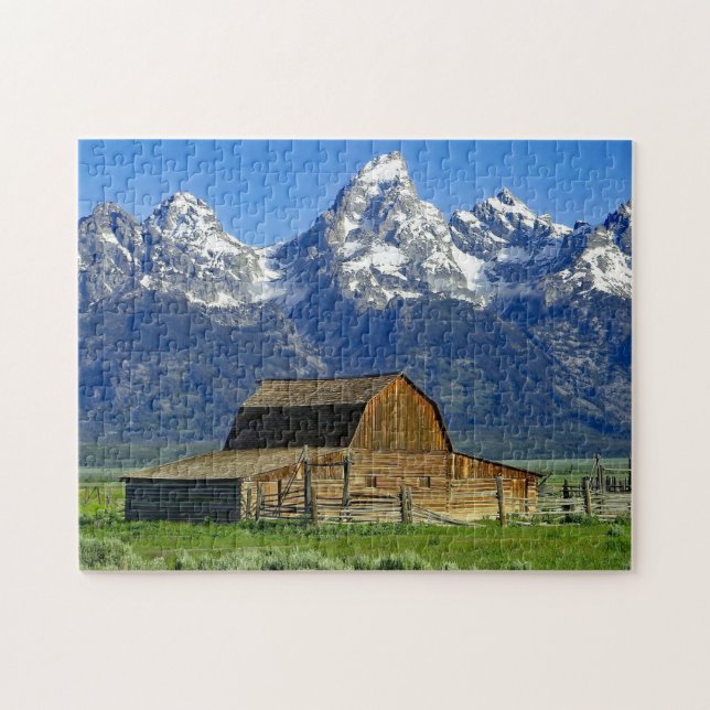 Puzzle Rustic Barn Mountains Paysage Photo (Horizontal)
