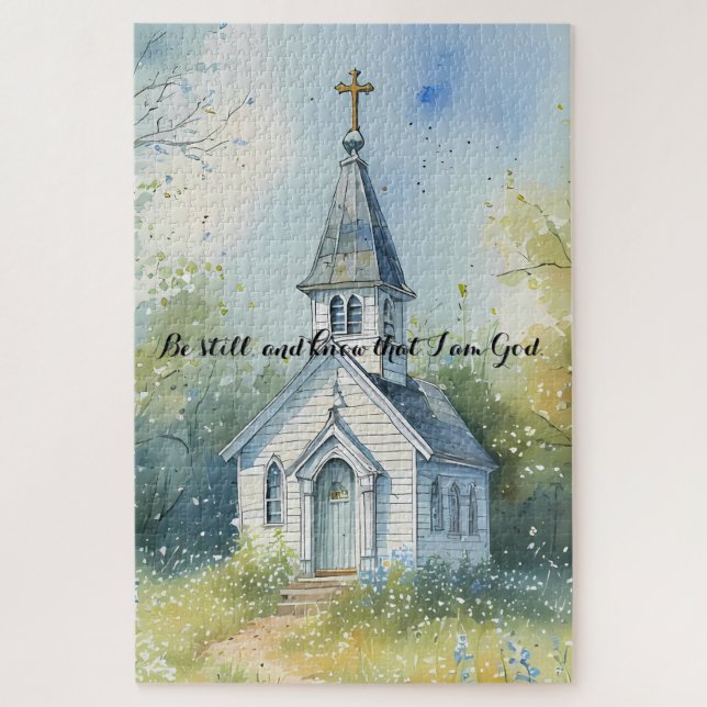 Puzzle Rustic Church Path in Wildflower Meadow (Vertical)