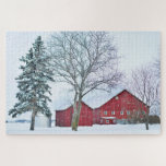 Puzzle Rustic Red Country Grange Winter Snow Farm Paysage<br><div class="desc">Ce superbe puzzle de paysage hivernal présente une grange rouge rustique couverte de neige #ferme #grange #rural #paysage #hiver #neige #voyage #aventure #puzzle #puzzle #jigsawpuzzle #cadeaux #plaisir #stockingstuffers #jeux #paysage</div>
