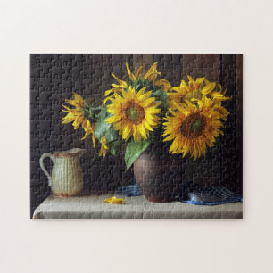 Puzzle Rustic Vase of Sunflowers   Floral