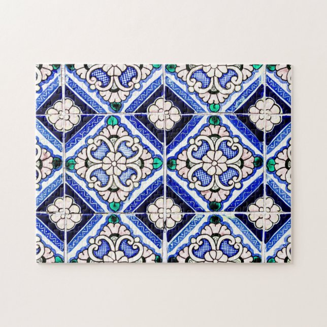 Puzzle Rustique Azulejo Motif espagnol Carreaux Marine Bl (Horizontal)
