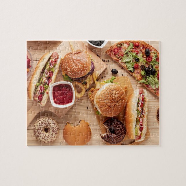 Puzzle Rustique Burger Hot dog Pizza French Fries Donut (Horizontal)