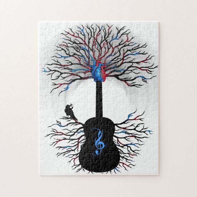 Puzzle Rythmes du coeur - (art surréaliste de guitare) (Vertical)