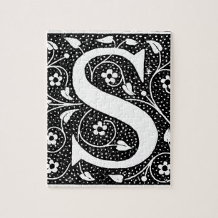 Puzzle S floral vintage initial