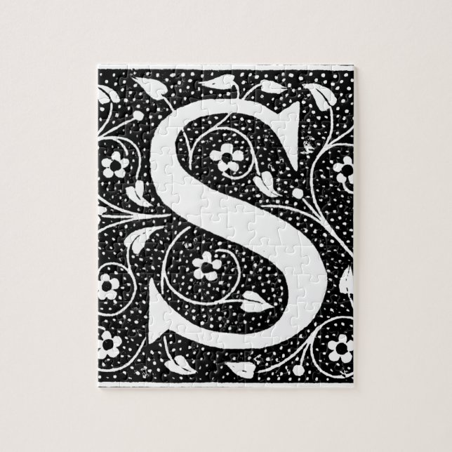 Puzzle S floral vintage initial (Vertical)