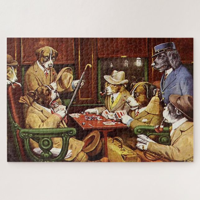 Puzzle Sa station et quatre chiens As Jouer au Poker (Horizontal)