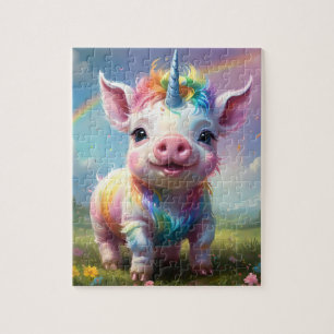 Puzzle "Sabots Magiques : Le Cochon Licorne Arc-en-Ciel"