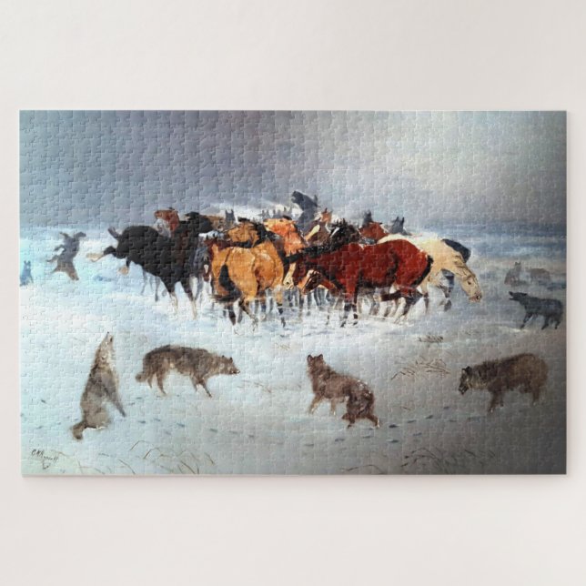 Puzzle Sabots volants Attaque de meute de loups Chevaux C (Horizontal)