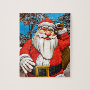 Puzzle Sac à cadeaux du Père Noël Forêt enneigée Art