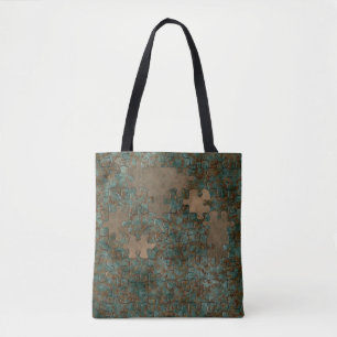 Puzzle sac fourre-tout métallique oxydé