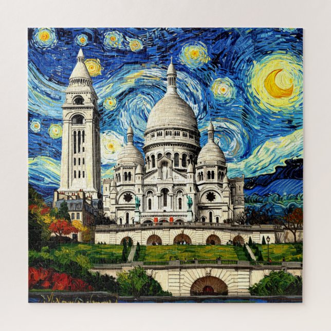 Puzzle Sacre-Coeur Paris France Starry Night (Vertical)