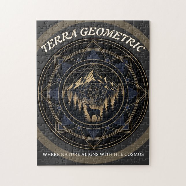 Puzzle Sacred Geometry Nature Fusion • Mountains & Forest (Vertical)